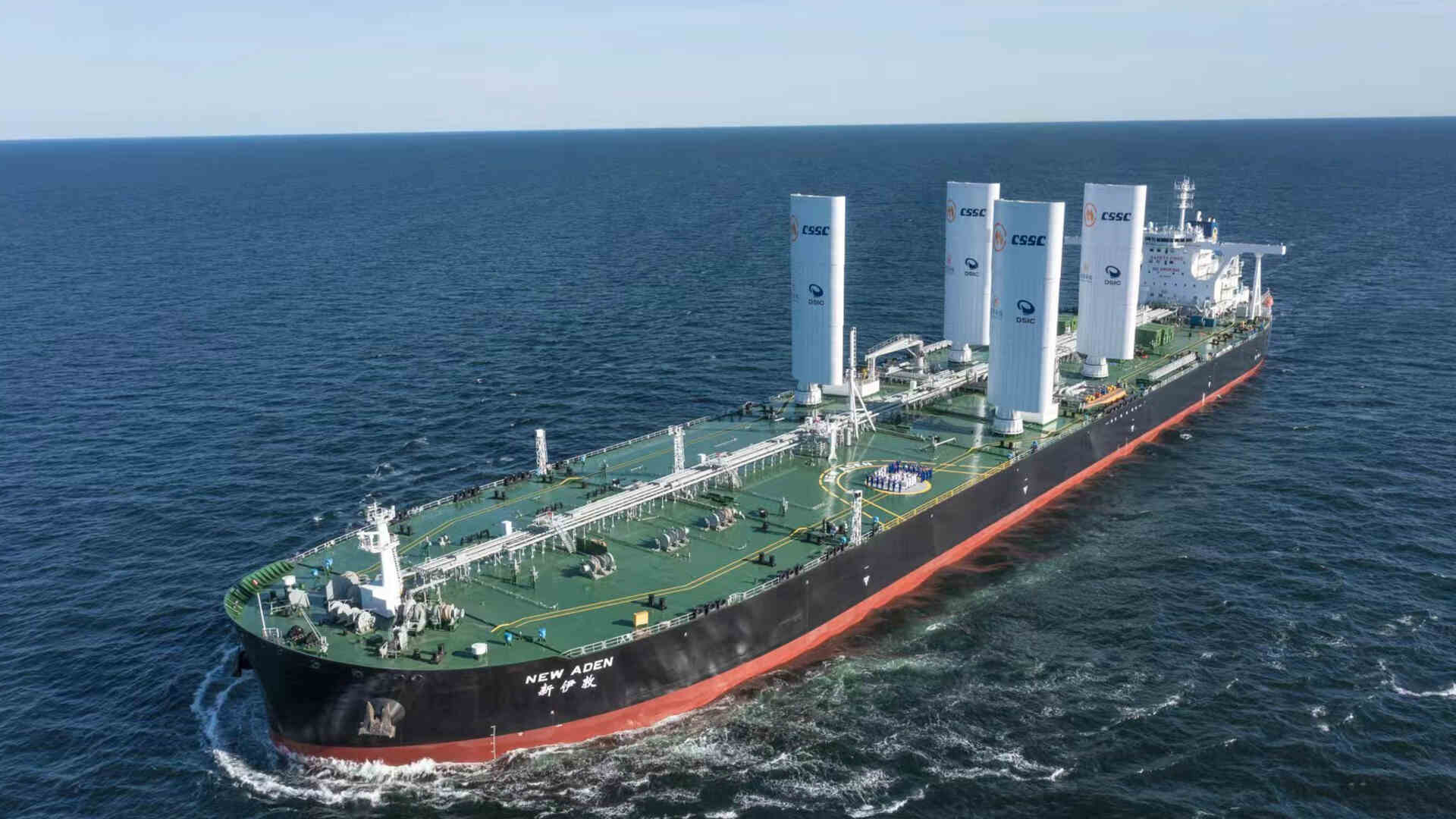 A massive supertanker uses 9.8 percent less fuel and saves
