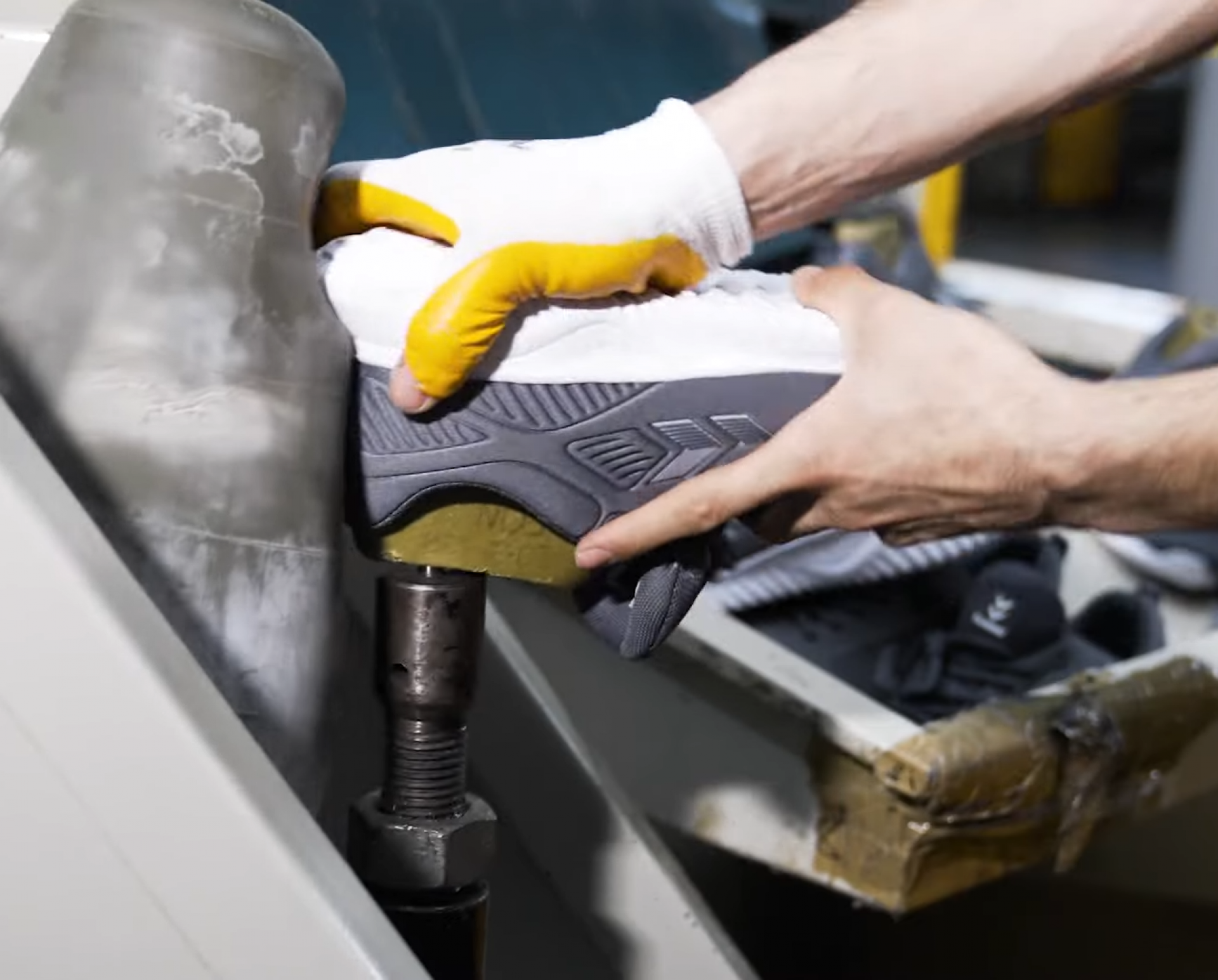 This factory produces about 5000 pairs of sneakers in one day