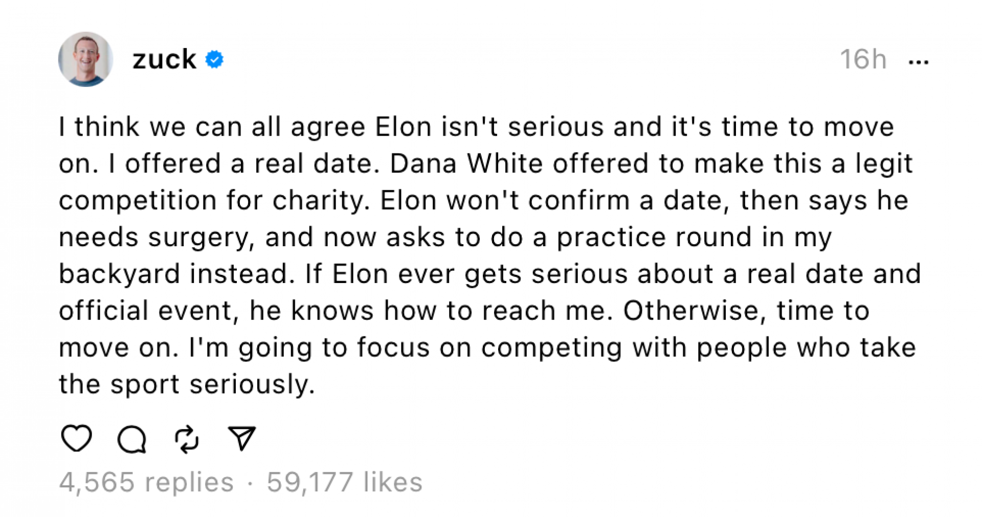 No cage fight? Zuckerberg says ‘it’s time to move on’ No cage fight? Zuckerberg says ‘it’s time to move on’