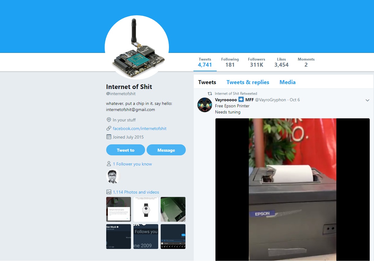 Internet of Shit Twitter Account