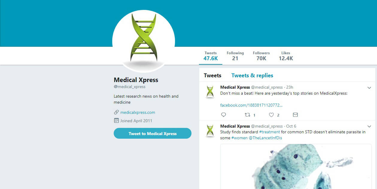 Medical Xpress Twitter