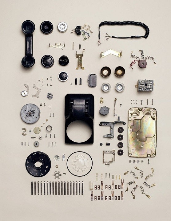 Disassembled wired landline phone