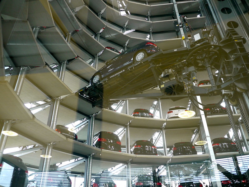 Volkswagen’s Car Towers at Autostadt in Wolfsburg, Germany Volkswagen’s Car Towers at Autostadt in Wolfsburg, Germany