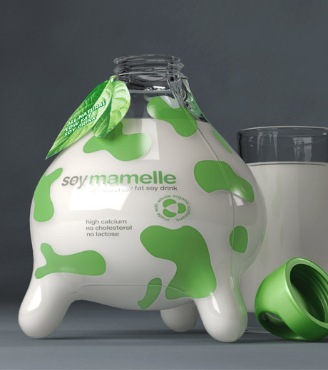 Soy milk. Soy milk container in the shape of a cow.