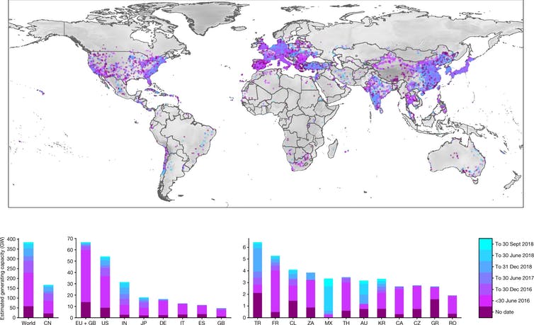 World map with dots