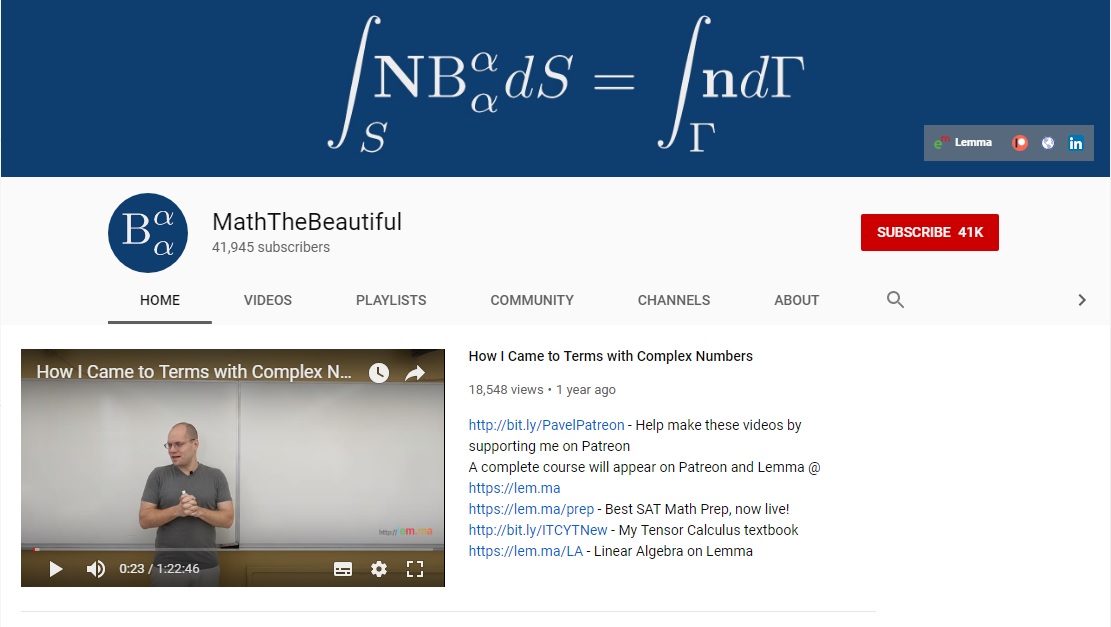 math youtube channels maththebeautiful