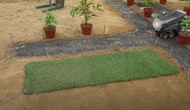 diy mini stadium lay turf